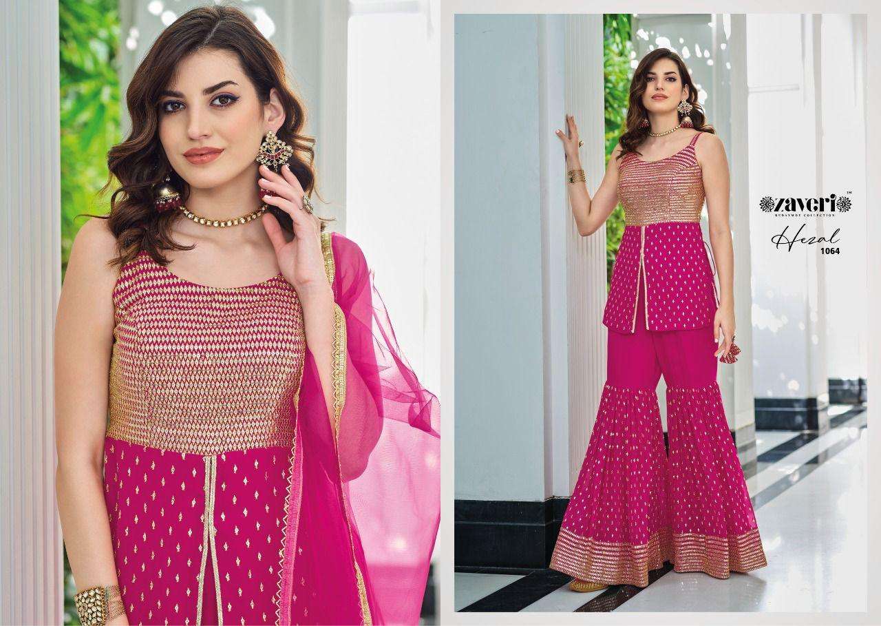 Zaveri-hazal-fabric-georgette-embroiderywork-aline-kurti-front-black Work-plazo-skirt-pant-heavy Net-farbic-dupatta-1064